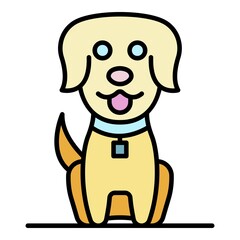 Cute dog icon. Outline cute dog vector icon color flat isolated