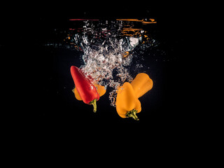 Drop Photography of vegetables in water