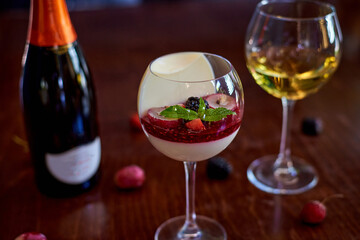 italian dessert panacota with white wine