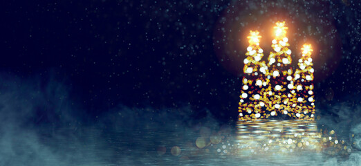 Christmas tree blurred bokeh background
