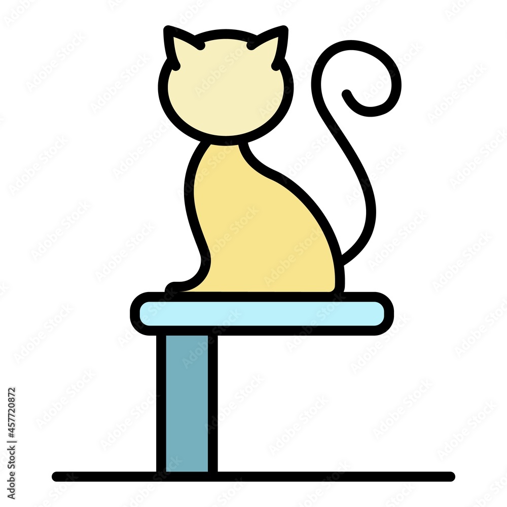 Poster cat on stand icon. outline cat on stand vector icon color flat isolated