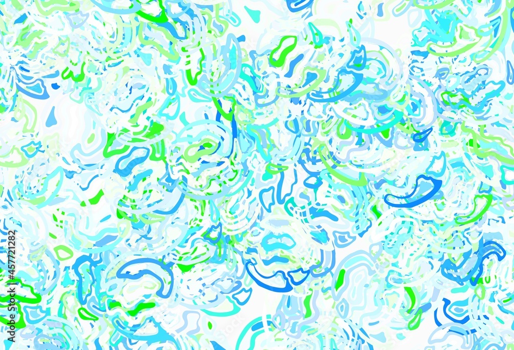 Poster light blue, green vector texture with abstract forms.