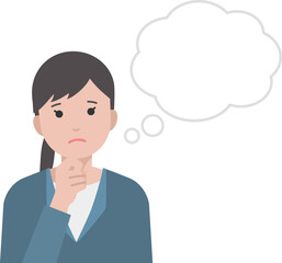 考える吹き出しのビジネスウーマンのイラスト
