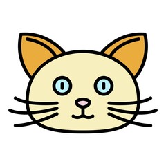 Home cat face icon. Outline home cat face vector icon color flat isolated