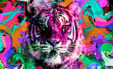Foto op Plexiglas  tiger head illustration color art © reznik_val