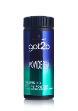 LONDON, UK - September 15, 2021: Got2B volumizing styling powder by Schwarzkopf on white background.