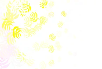 Schilderijen op glas Light Pink, Yellow vector doodle background with leaves. © smaria2015