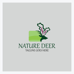 Nature deer logo design template. vector illustration