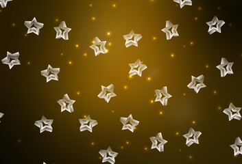 Dark Orange vector pattern with christmas stars.
