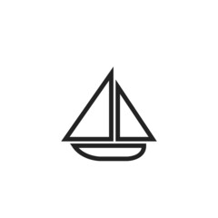 sailing boat line icon. sea transport symbol. isolated vector image