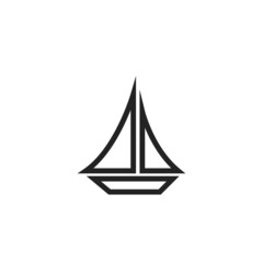 sailing yacht line icon. sea travel transport symbol. isolated vector image