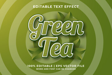 Editable text effect - Green Tea 3d template style premium vector