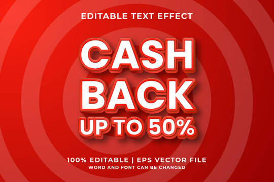 Editable text effect - Cash Back 3d template style premium vector