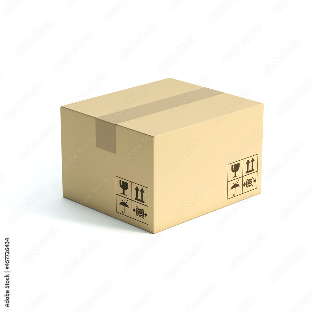 Poster cardboard box isolated on white background 3d rendering