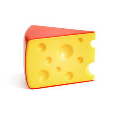 A peace of cheese isolated on white background 3d rendering