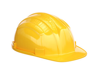 Yellow hard hat, safety helmet isolated on white background 3d rendering