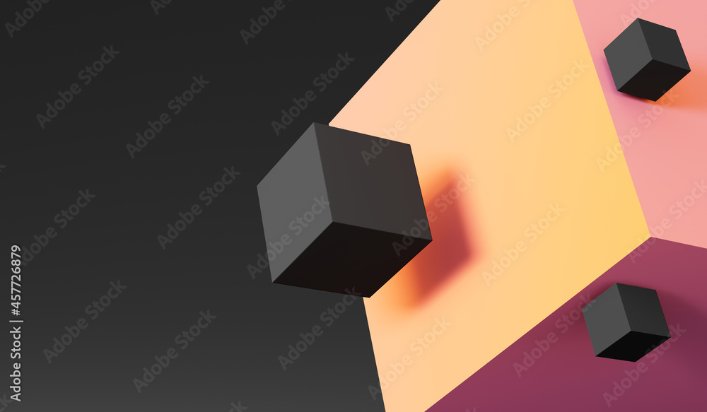 Poster abstract 3d render of composition with cubes, modern background design. 3d rendering.