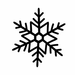 doodle snowflake drawn with black lines. silhouette of a snowflake for plotter cutting. vector illustration isolated on white background.