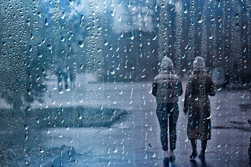 autumn night rain city people, abstract season fall winter background