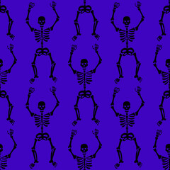 Fototapeta na wymiar pattern of skeletons on a purple background