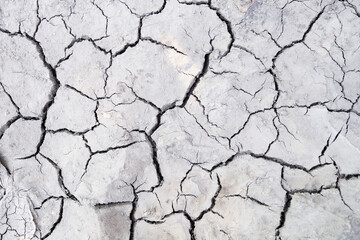 Closeup of crack on dry ground background