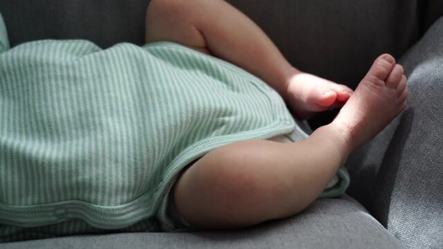 Baby Sleep Newborn Sleep, Little Girl Sleeping On Chair Face and Hands close-up
