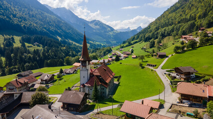 Jaun Pass and its beautiful valley, Switzerland. 