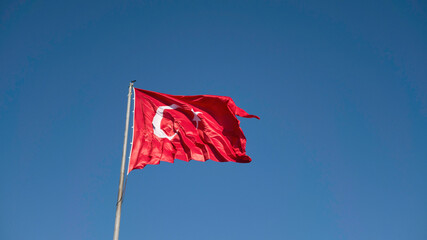 Turkey National Flag Waving Shot 