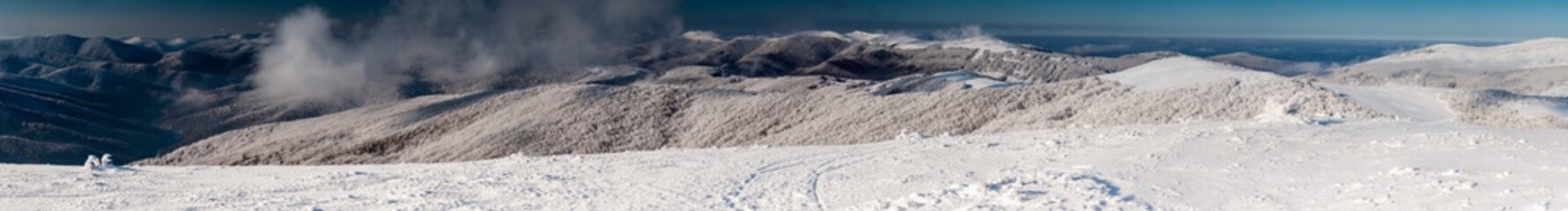 A view from the top of Wielka Rawka to the peaks of the Bieszczady Mountains, the Bieszczady Mountains