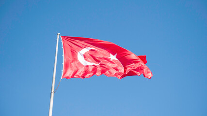 Turkey National Flag Waving Shot 