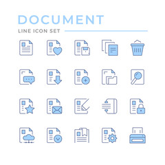 Set color line icons of document isolated on white.