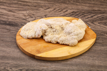 Raw meat schnitzel for roast