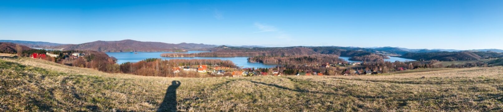 View from the vantage point in Polańczyk on Lake Solińskie and the high Bieszczady Mountains, Polańczyk, the Bieszczady Mountains