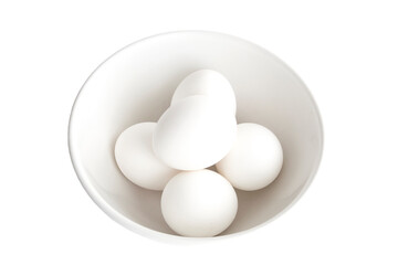 Eggs in a bowl on white