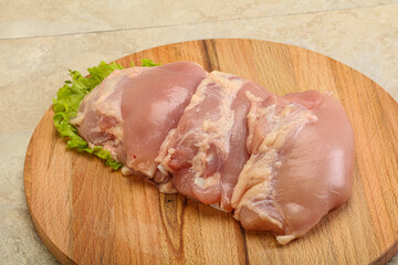 Raw chicken boneless and skinless leg