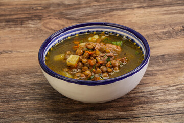 Lentil soup with chicken and vegetables