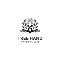 Hand and Tree Vector Templates, Abstract Logo Designs, Life Emblems 