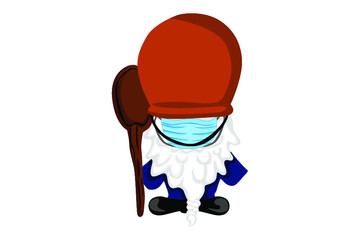 Adorable halloween wizard gnome wearing a mask