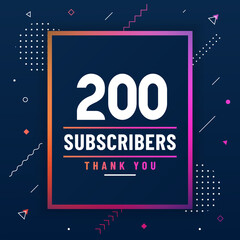 Thank you 200 subscribers celebration modern colorful design.
