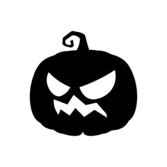 Halloween scary pumpkin in flat style Holiday cartoon concept