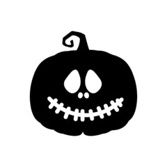 Halloween scary pumpkin in flat style Holiday cartoon concept