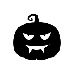 Halloween scary pumpkin in flat style Holiday cartoon concept