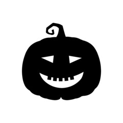 Halloween scary pumpkin in flat style Holiday cartoon concept