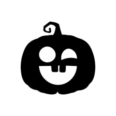 Halloween scary pumpkin in flat style Holiday cartoon concept