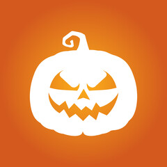 Halloween white scary pumpkin in flat style Holiday cartoon concept