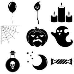 Set of Halloween scary icons in flat style for web