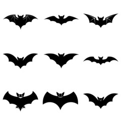 Set of Halloween scary bats in flat style for web