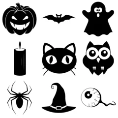 Fotobehang Set of Halloween scary icons in flat style for web © Eugene B-sov