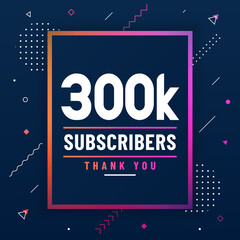 Thank you 300K subscribers, 300000 subscribers celebration modern colorful design.