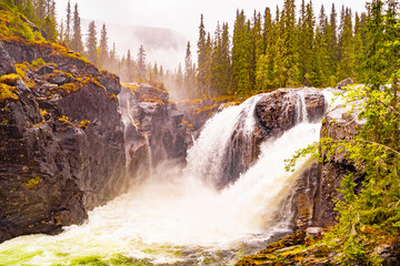 Rjukandefossen in Hemsedal Viken Norway most beautiful waterfall in Europe.